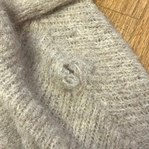 Halogen Tan Fuzzy Wool Blend Zip Front Cropped Sweater Hoodie Size Small - Picture 13 of 14